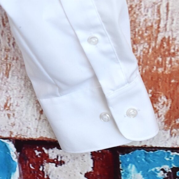 Men's Yorkshire VI Dress Shirt Long Sleeve Button Up SIZE 16 White - Picture 10 of 12